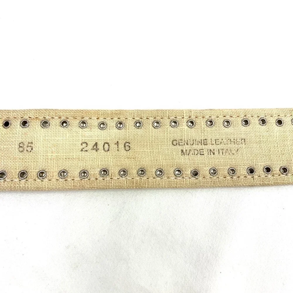 Alberto Guardiani Embellished Snakeskin Embossed Leather Belt Cream, 38